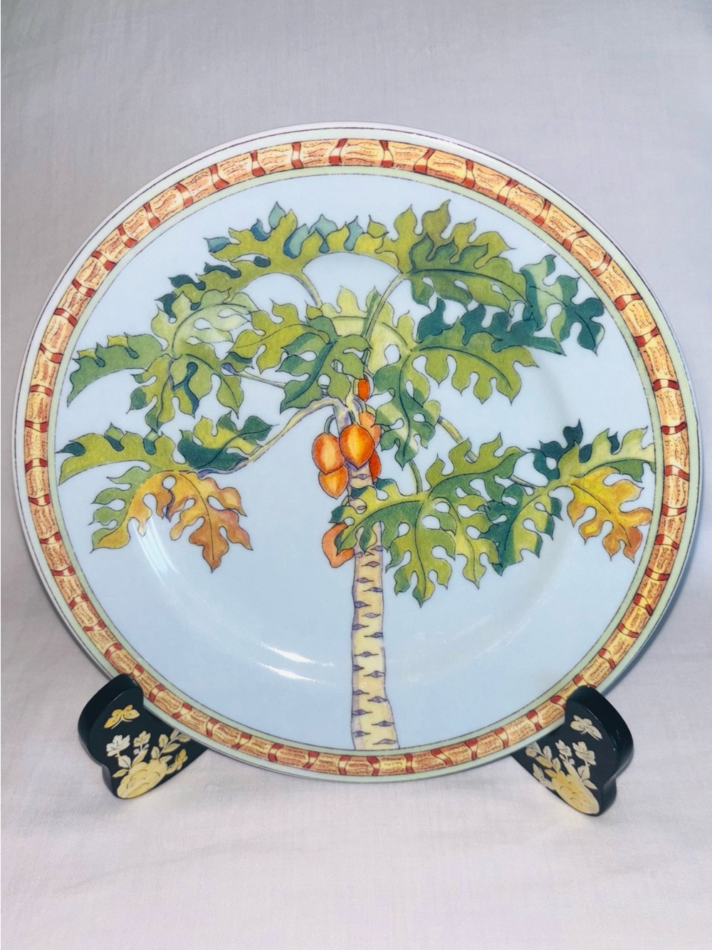 Vintage Pair Papaya Tree Plate Andrea by Sadek Trade Winds Siddhia Hutchinson